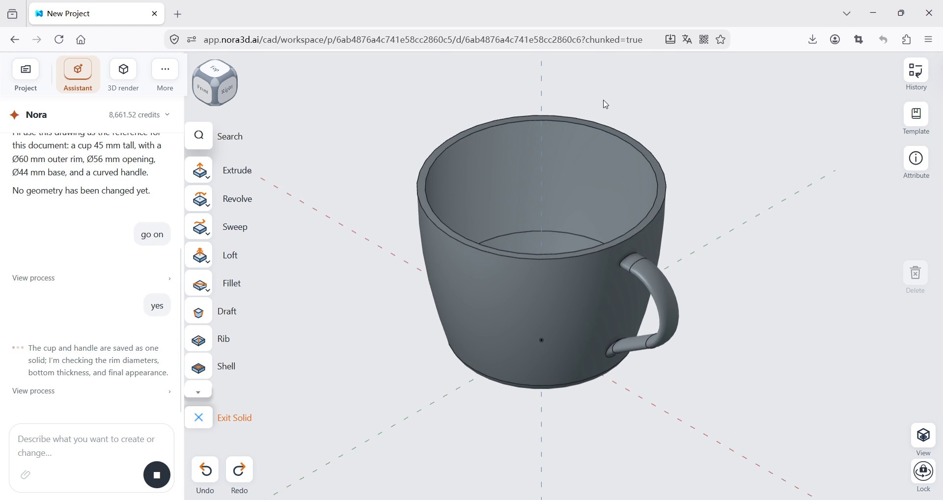 Modeling a Cup from a Reference Image in Nora3D